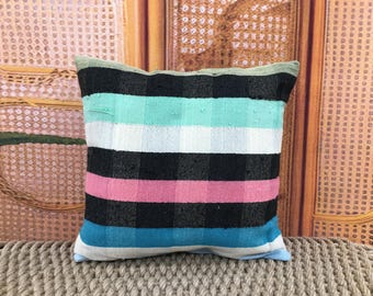 Turkish Kilim Pillow, Vintage Handmade Pillow, All Size Pillow, Home Decor Pillow, Rug Design Pillow, Custom Pillow Cover 16x16kp154