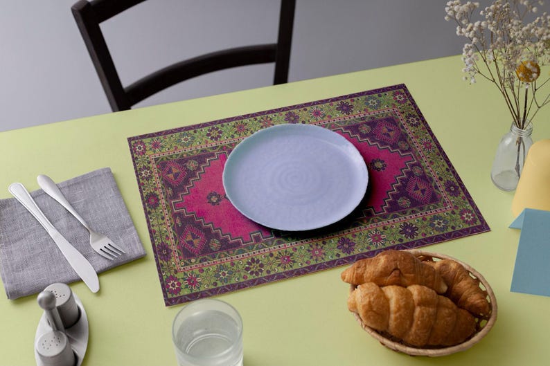 Turkish Rug Placemats: Vintage Kilim Design - Rustic Dining Accessories 11696-02 image 12