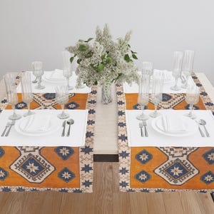 Runner for daily use, Rich autumn colors runner, Thanksgiving runner, Orange color runner, Runner for dining room, Washable runner, 13676