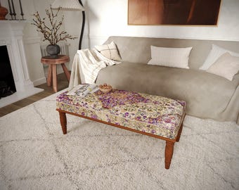 Purple Medallion Ottoman Bench For Bedroom | Boho Decor | 12795-3