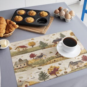 View design placemat, Pastoral placemats, Homedecor placemats, Woven mats, Fabric placemats, Exotic table mats, Custom placemats, 265