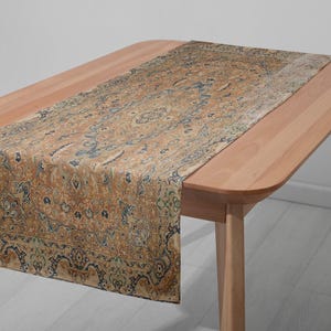 Restaurant table scarf, Vintage rug printed table sheet, Farmhouse table dressing, Craftsmen dining table runner, Mantel runner, 12512