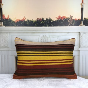 kilim lumbar, stripe lumbar case, turkish lumbar case, rustic pillow case, decorative lumbar, decor pillow for bed, 16x24 pillow case, 2382