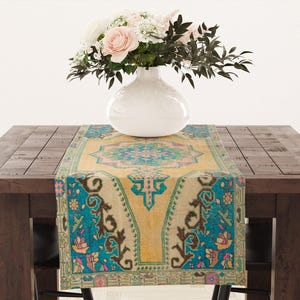 Middle Eastern style long table scarf crafted with elegant patterns, designed to enhance dining tables, coffee tables, or consoles. This stylish home furnishing accessory adds a unique decorative touch, bringing warmth and character to any room setting.