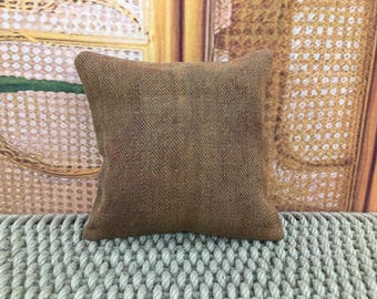 Handwoven Organic Pillow, Boho Chic Cushion, Natural Wool Pillow, 12x12 inch Pillow, EcoFriendly Cushion, Decorative Throw Pillow, 12x12kp29
