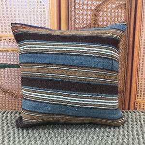 Striped Pattern Kilim Pillow Cover, Rustic Decor Cushion, Multicolor Accent Pillow, Handcrafted Throw Pillow 20x20 inches, 20x20kp41