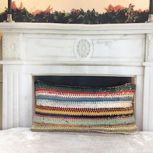 cuscino a righe, cuscino multicolore, federa arcobaleno, cuscino da fattoria, federa intrecciata, federa kilim, cuscino kilim vintage, 2239