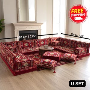 Bodenkissen-Set, Arabisches Sofa-Set, Badezimmerdekoration, Sofa mit Schaumstoffpolsterung, Handgefertigtes Majlis-Sofa, Sofakissenbezug, Orientalisches Sofa, FS 27