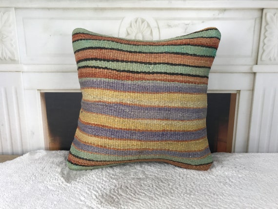 Orange Teal Pillow Flatwoven Pillow Kilim Pillow Cover Ottoman Pillow Boho Pillow Wool Pillow Cover Gift Pillow 16x16 Pillow 4841 Etsy Canada