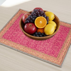 Vintage türkische Teppich Gedruckt Tischset: Waschbar, Boho Tisch Dekor 7432-01