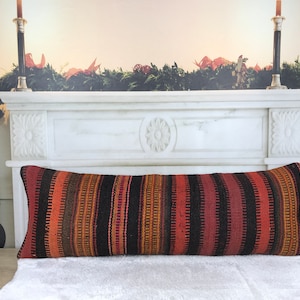 12x36 Kissenbezug, Kelim Bezug, gestreifter Kelimbezug, Couchkissen Boho, Outdoor Kissen, Handgemachtes Kissen, Kelim Lendenkissen, Dekokissen, 2526