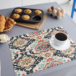 Vintage placemats, Kilim pattern placemats, Printed table mats, Birthday event mat, Easy to clean placemat, Modern tableware, Cozy mat, 278