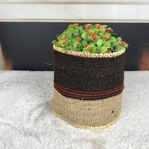 キリム植木鉢、植木鉢カバー、持続可能なバスケット、屋内バスケット、ビンテージプランター、植物愛好家へのギフト、室内装飾プランター、PH 2646