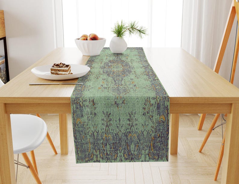 Artistic rug runner,Excellent runner, Party event runner, Rustic style table decor, Ikat table sheet, Dining table scarf, Home decor,6936-02 image 13