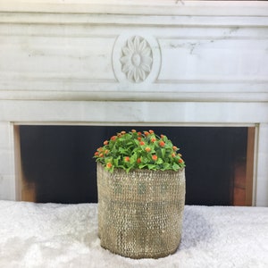 Handmade plant pot holder, Flower pot cover, Boho Decor Planter, Turkish rug basket, Vintage rug basket, Bohemian decor, Home decor, PH 694