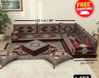 Floor sofa with backrest, Oriental cushion, Sectional sofa, Moduler seating, Living room sofa, Floor sofa cover, Arabic sofa set, FS 14