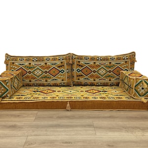 Arabic majlis seating, Floor cushion sofa, Traditional sofa, Kilim floor sofa, Sectional sofa, Multiperson sofa, Ottoman floor seating, FS38