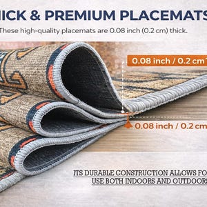 a close-up view of a thick and premium placemat, highlighting its thickness and construction.