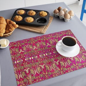 High-quality printed rug design placemats, Vintage placemats, Rustic turkish placemats, Trendy placemats, Housewarming placemats, 13678-02