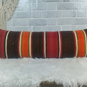 handgemaakt kussen, kelim kussensloop, blauwe kussensloop, thuis wonen, sierkussen 12 x 36, Turkse kussensloop, interieur, bedkussen, 702