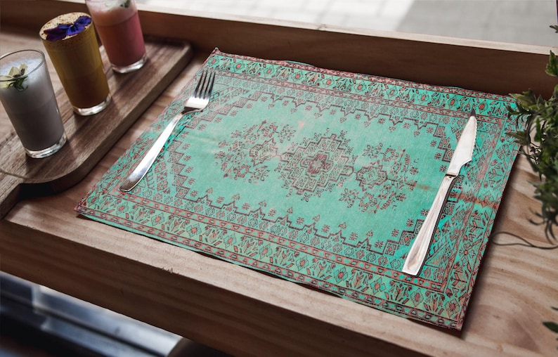 Bohemian chic vibrant placemats, Graduation event placemat set, Wedding gift, Big placemats, Holiday placemats, Dining table decor, 8798-01 image 5