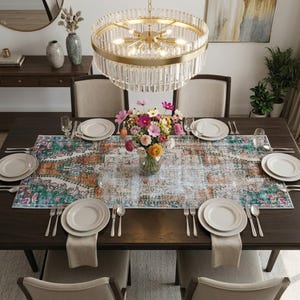 Wunderschöner Läufer, Eurosham-Tischschal, Künstlerischer Tischläufer, Ästhetischer Tischläufer, Anspruchsvolle Tischdekoration, Wollläufer, 7951-03