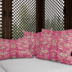 Flower design pillow, Pink throw pillow, Multicolor pillow, Turkish pillow cover, Ethnic pillow, Body pillow, Velvet pillow, 12491-02