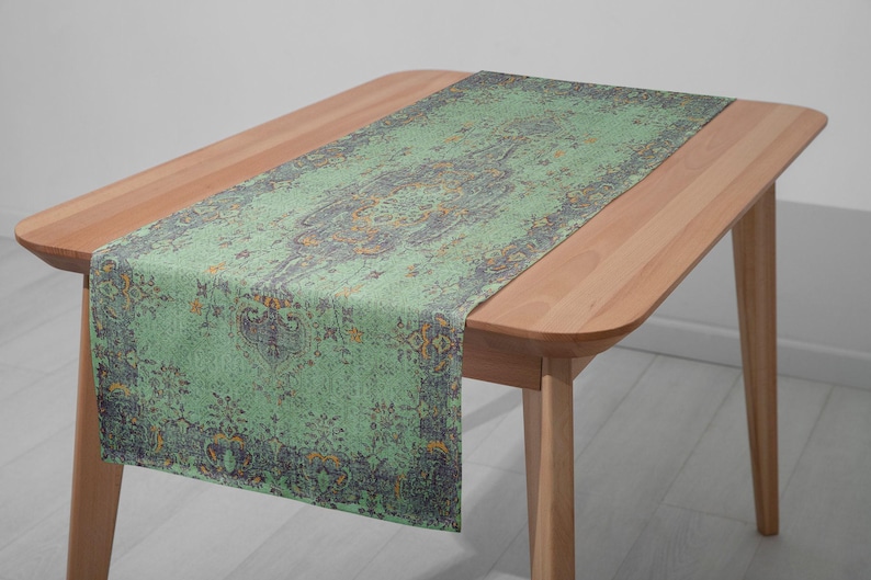 Artistic rug runner,Excellent runner, Party event runner, Rustic style table decor, Ikat table sheet, Dining table scarf, Home decor,6936-02 image 2