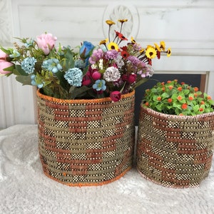 plant pot crochet, kids storage basket, flower pot cover, kilim basket, basket for decor, vintage basket, large planters, plant pot, PH 2363