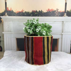 extra large plant cover, handmade plant case, hanging basket, vintage pot cover, round planter, flower pot case, outdoor decor,  PH 2549