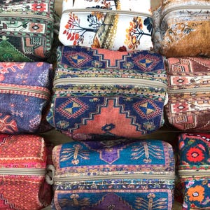 Trousse de maquillage déco bohème, trousse à cosmétiques, trousse d'hygiène pour fille, trousse de rangement kilim, trousse à bijoux, trousse d'accessoires, trousse de toilette
