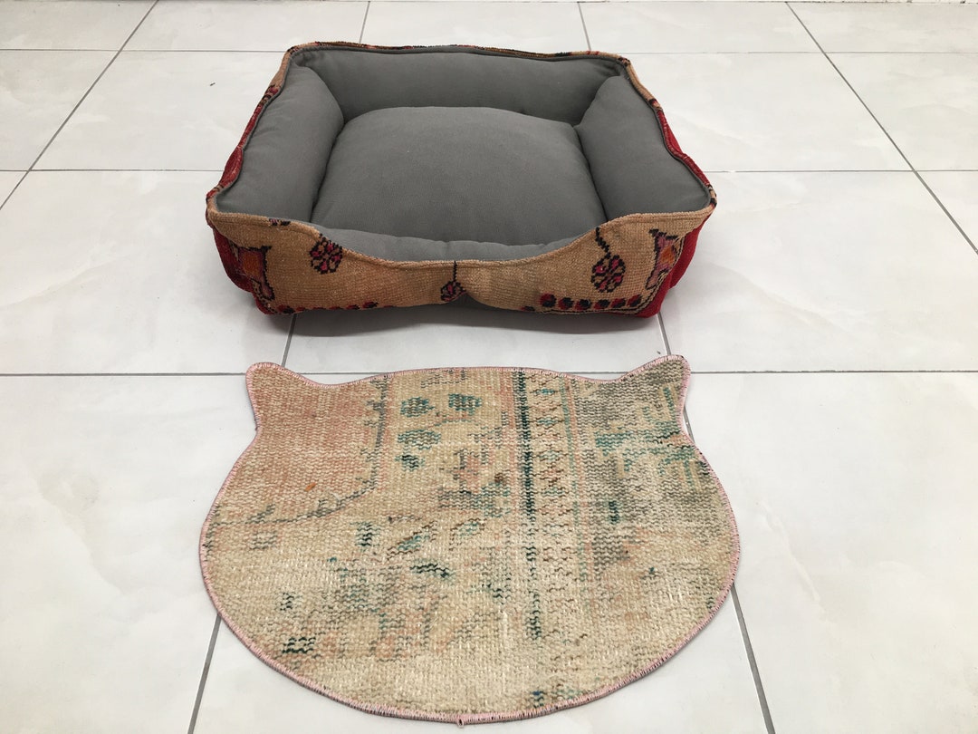 Kilim Cat Mat, Woven Placemats, Cat Bath Rug, Mat for Animals, Neutral ...