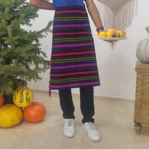 nomadic apron , apron for kitchen , ethnic apron  , gift apron , kilim apron , woven half apron , vintage apron , antique apron