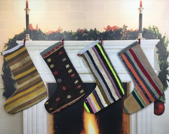 farmhouse stocking, christmas tree stocking, santa socks, fire place sock, kilim stocking, wall hanging decor, handmade stocking