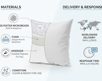 Pillow Insert, Polyester Microbeads and Foam Filling