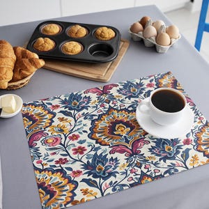 Floral table mat, Unique design placemat, Luxury table setting, Exotic placemats, Durable tableware, Stain heat resistant table mats, 250