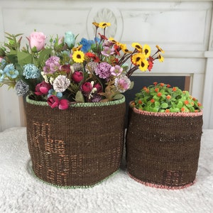 rustieke mand, plantenbak, hoes bloempot, hangende mand, pannenlap, katoenen mand, pannenlap, badopberger, PH 2107