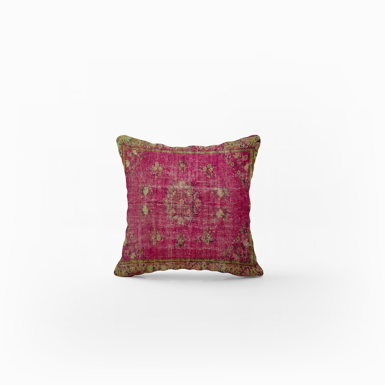 Chenille cushion, Washable pillow, Printed artwork, Decorative pillow, Handmade pillow, Handknotted pillow, Sofa pillow, 8696-03 image 4