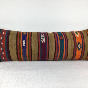 kilim cushion cover, bohemian pillow, livingroom pillow, 12 x 36 kilim pillow, floor pillow, sofa pillow, decorative kilim pillow,1783
