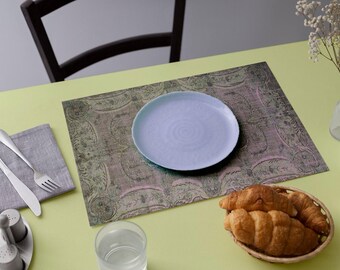 Textile art placemat, Cultural tableware, Designer placemats, Artistic placemats, Handcrafted boho placemats, Textile art placemats, 6012-02