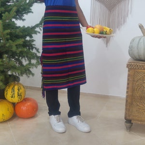 striped apron , apron for kitchen , ethnic apron  , gift apron , kilim apron , woven half apron , vintage apron , antique apron