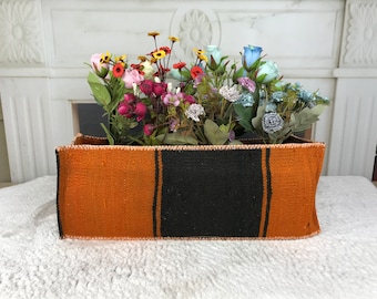 orange kilim planter, plant pot cover, planter basket, basket for decor, indoor planter pot, hanging air pot, window planter indoor, PH 2485