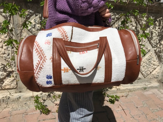 Woman travel duffle bag, Kilim bag, Handmade bag, Mens bag Travel duffle bag, Overnight bag, Weekender bag, Handbag, Gym sports bag, KB 56