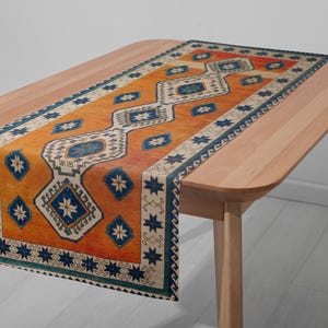 Kitchen table runner, Orange color runner, Modern farmhouse runner, Great for daily use, Washable runner, Non slip table runner, 13676