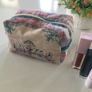Schminktasche im orientalischen Stil, Schminktasche aus weichem Stoff, Eleganzfrauentasche, handgemachter Make-up-Veranstalter, Kosmetikbeutel, umweltfreundliche Tasche