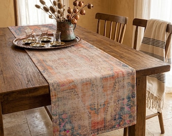 Pastoral ottoman runner, Accent table scarf, Designer table runner, Homespun table decor, Non-slip runner, Ethnic table sheet, 7951-01