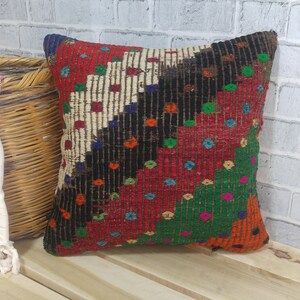 decorative pillow, kilim pillow, boho pillow , pillow , 16 x 16 kilim pillow, handmade pillow , bohemian pillow , washable pillow, 1041