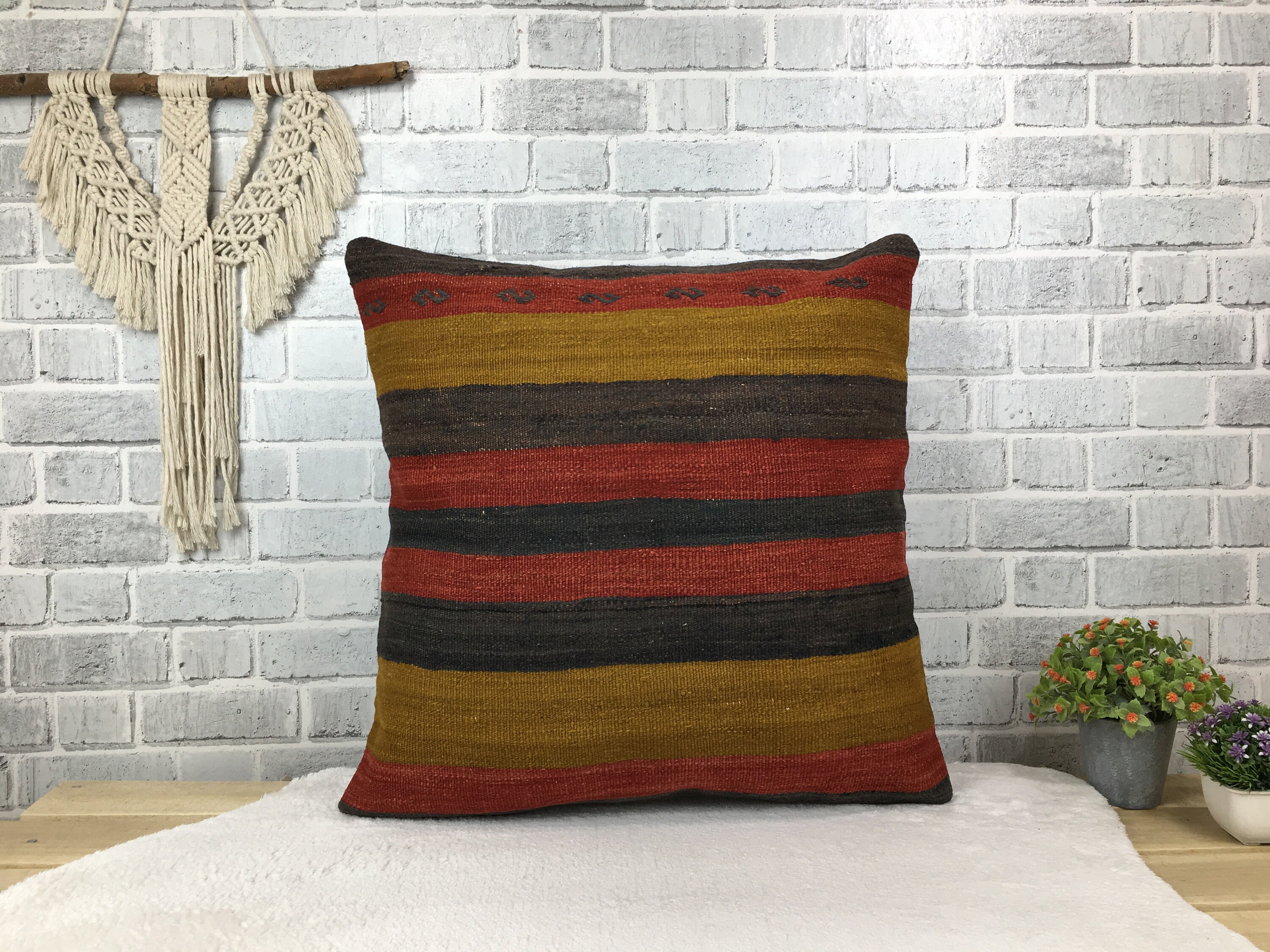 Decorative kilim pillow 24x24 throw pillow bed pillow home Etsy
