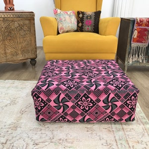 Floor seat cushion, Pink fabric pillow, Pouf ottoman, Couch cushion, Sofa cushion, Meditation cushion, 24x24x8 inches, Outdoor decor, FP 234