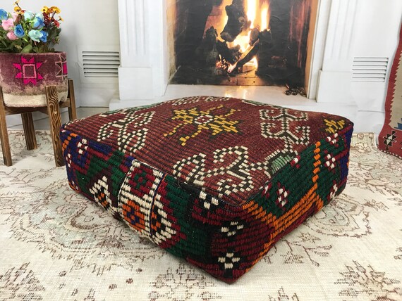 Rustic Floor/Chair/Couch Throw Hand-Woven RUG Pillow Case/Cover 24x18 